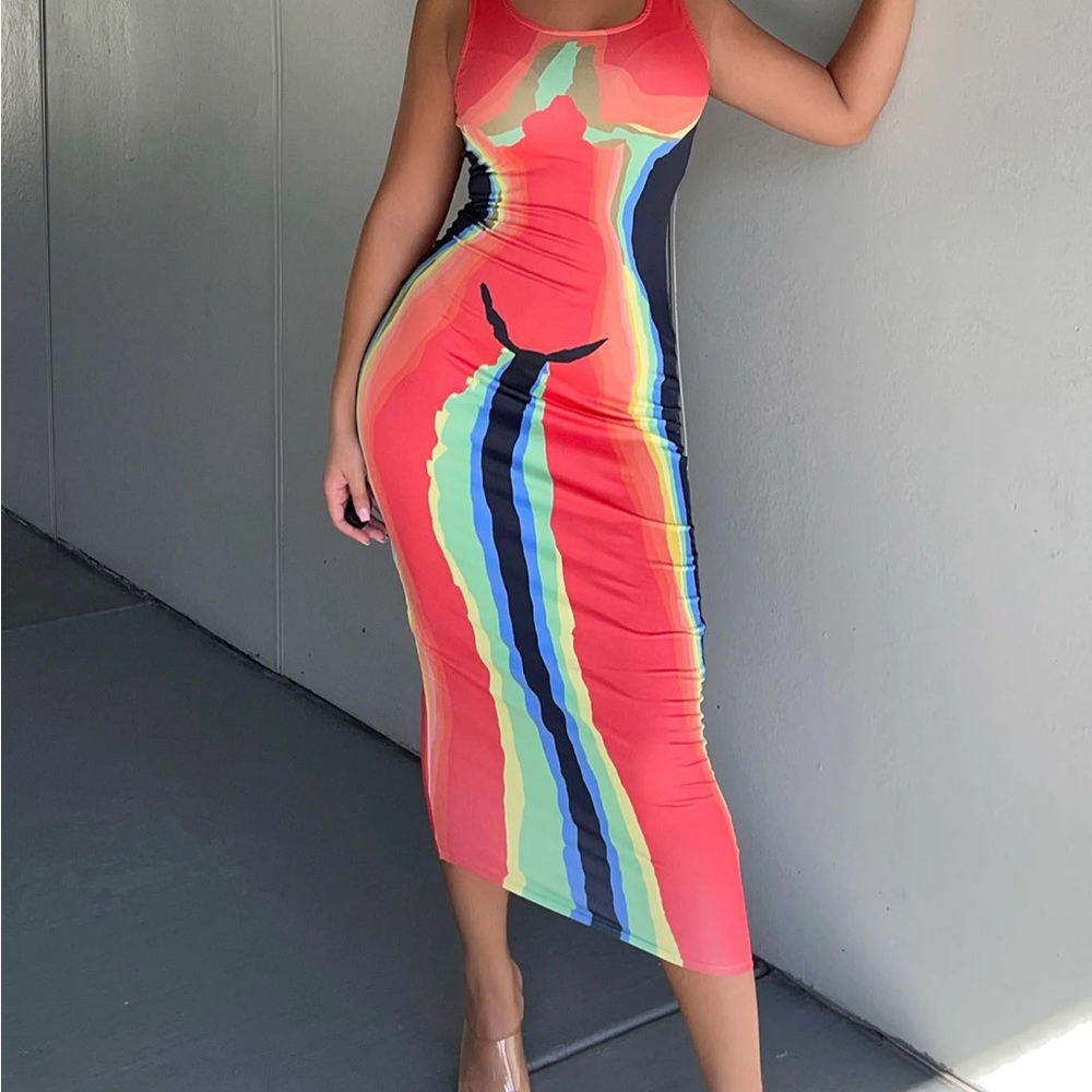 NWT fashion nova stretchy maxi dress size Med